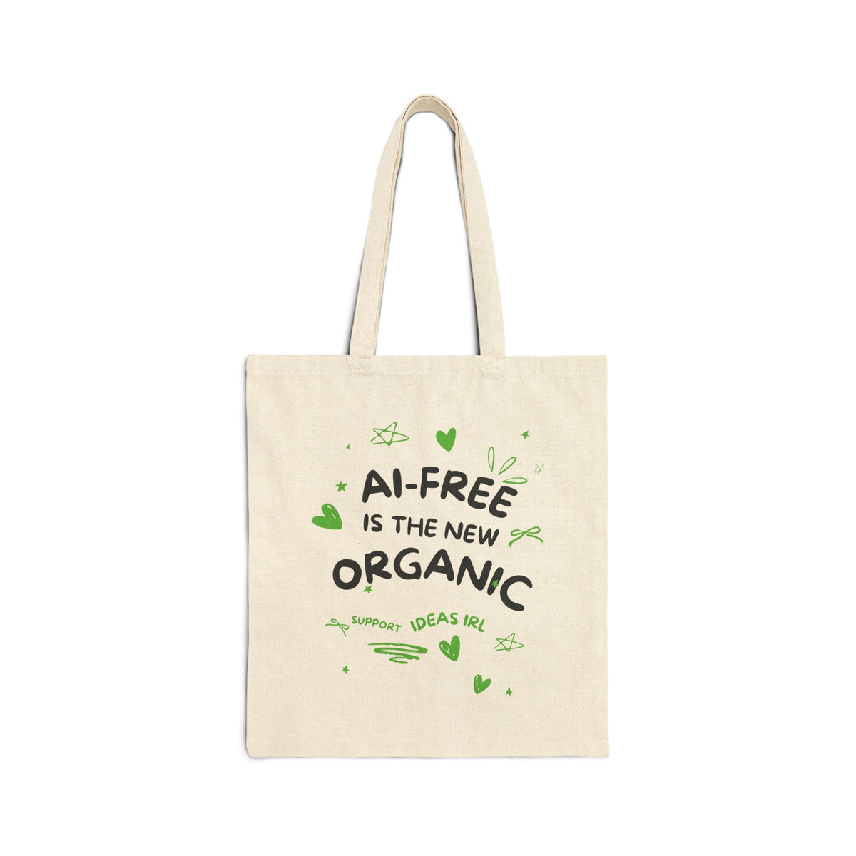 Canvas Tote Bag — "AI-Free Is The New Organic" Eco-Friendly Market Tote