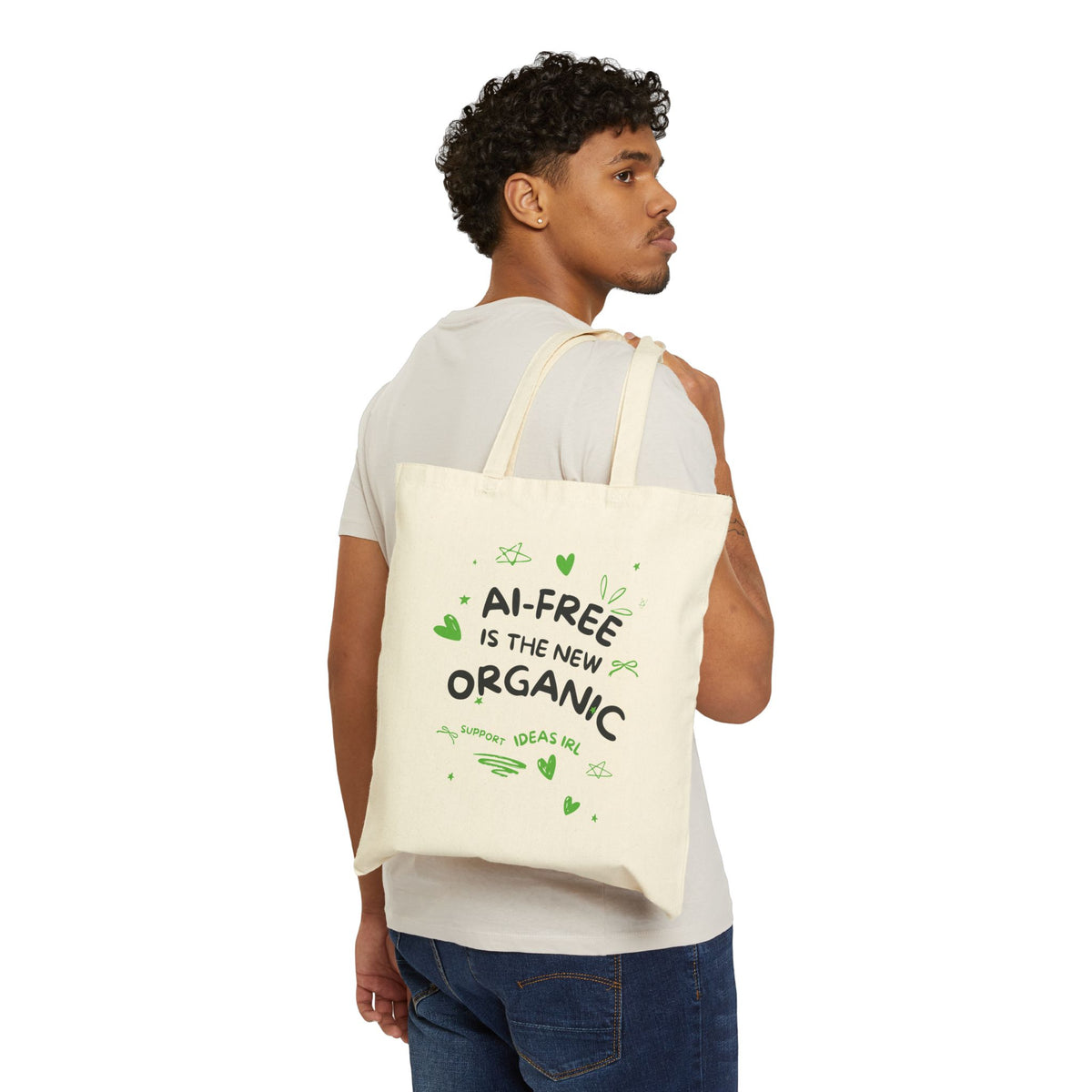 Canvas Tote Bag — "AI-Free Is The New Organic" Eco-Friendly Market Tote